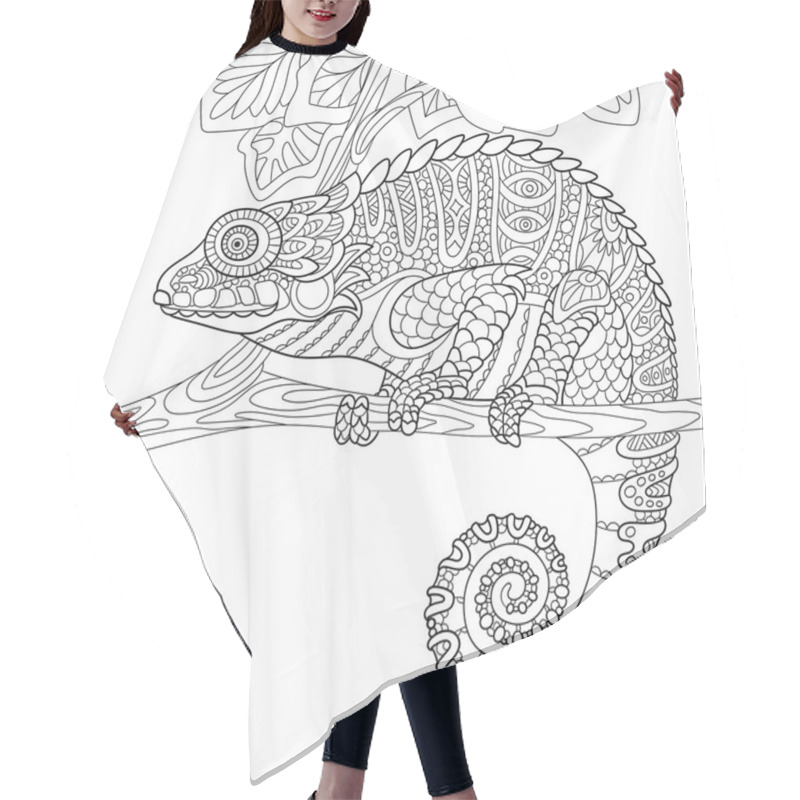 Personality  Zentangle Stylized Chameleon Hair Cutting Cape