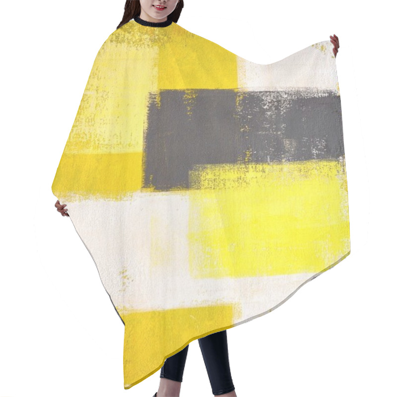 Personality  Grey And Yellow Abstract Art Painting Hair Cutting Cape