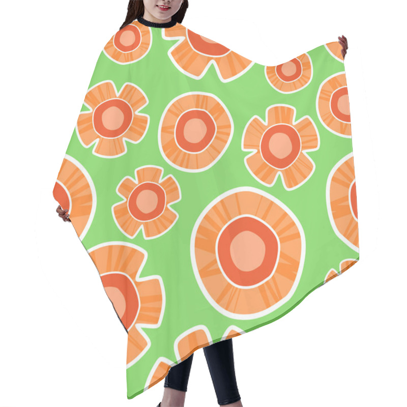 Personality  Vector Background With Orange Flowers. Hair Cutting Cape