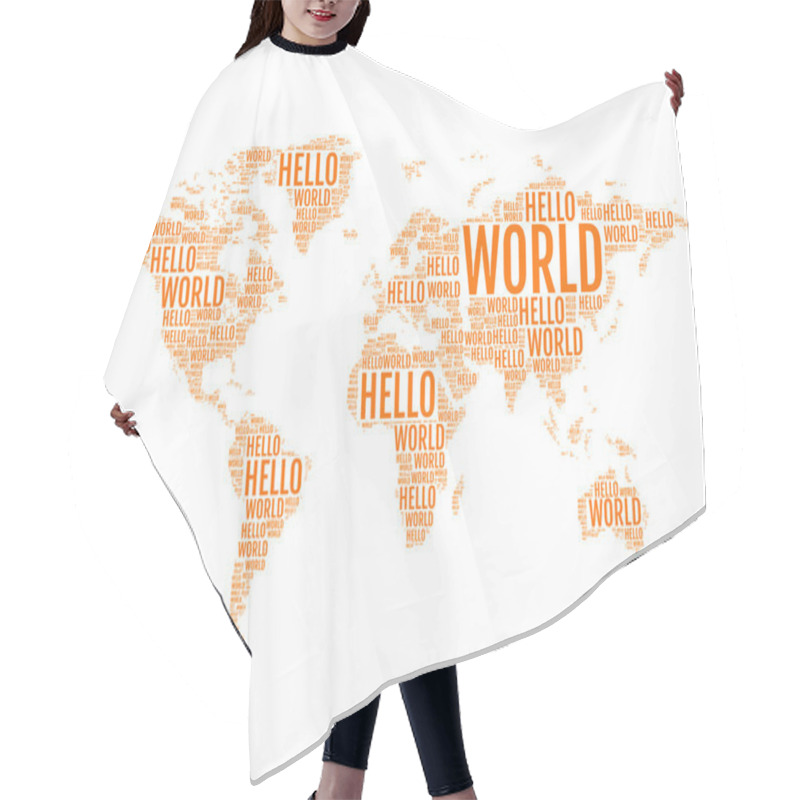 Personality  Typographic Hello World Map, Vector Hair Cutting Cape