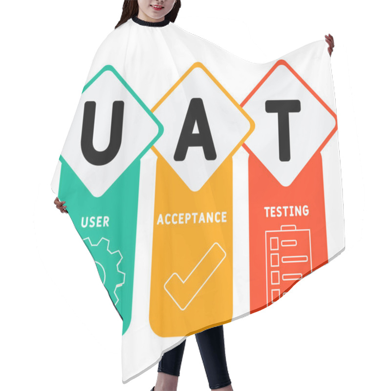 Personality  UAT - User Acceptance Testing Acronym. Business Concept Background.  Vector Illustration Concept With Keywords And Icons. Lettering Illustration With Icons For Web Banner, Flyer, Landing Page Hair Cutting Cape