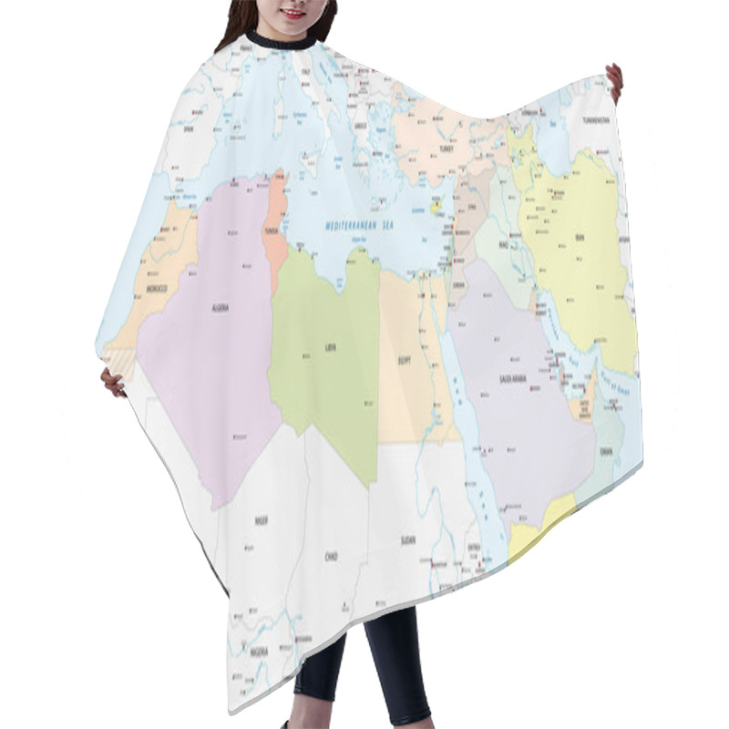 Personality  Map Of The Mena Region, Middle East And North Africa Hair Cutting Cape