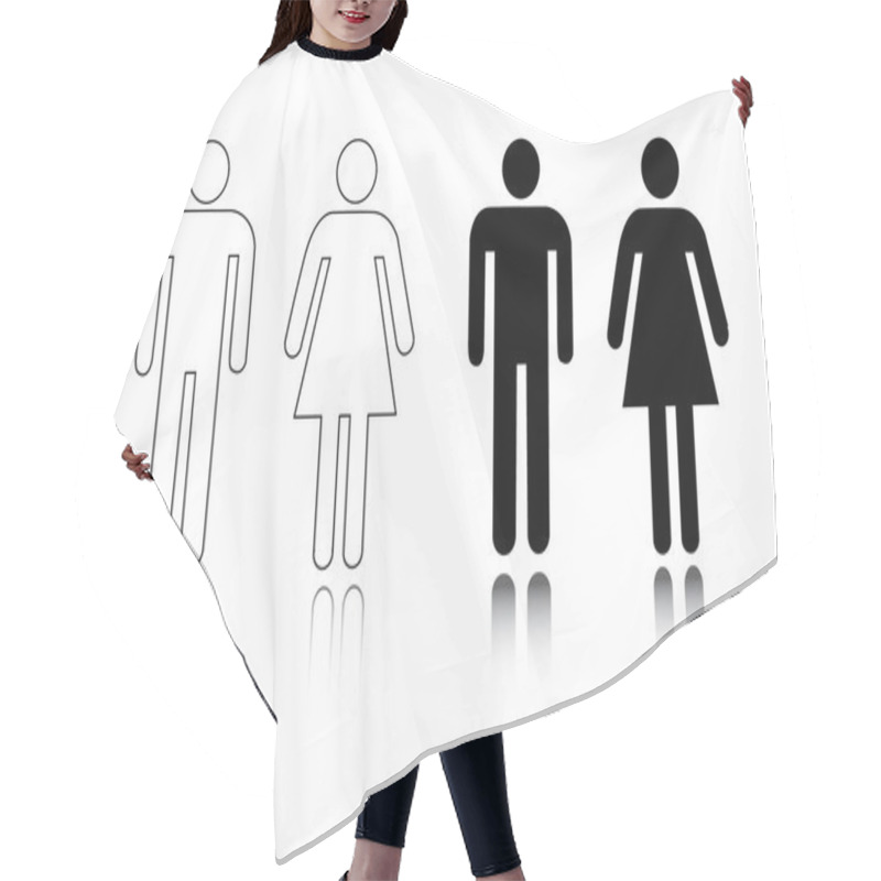 Personality  Restroom Icon Male And Female Hair Cutting Cape