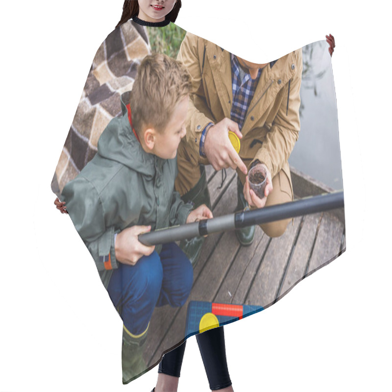 Personality  Father And Son With Fishing Rod Hair Cutting Cape