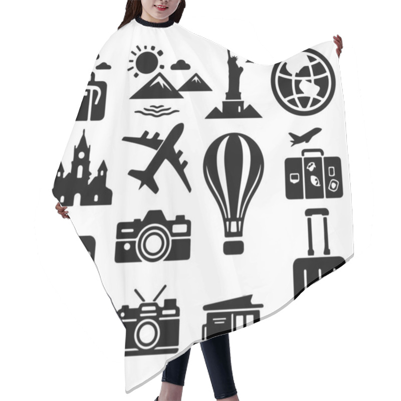 Personality  Traveling Icon Silhouette Vector Design Hair Cutting Cape