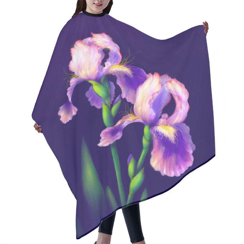 Personality  Iris Flowers Isolated Hair Cutting Cape