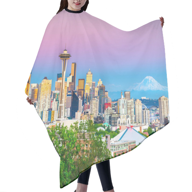 Personality  Seattle, Washington, USA Downtown Skyline At Night Hair Cutting Cape