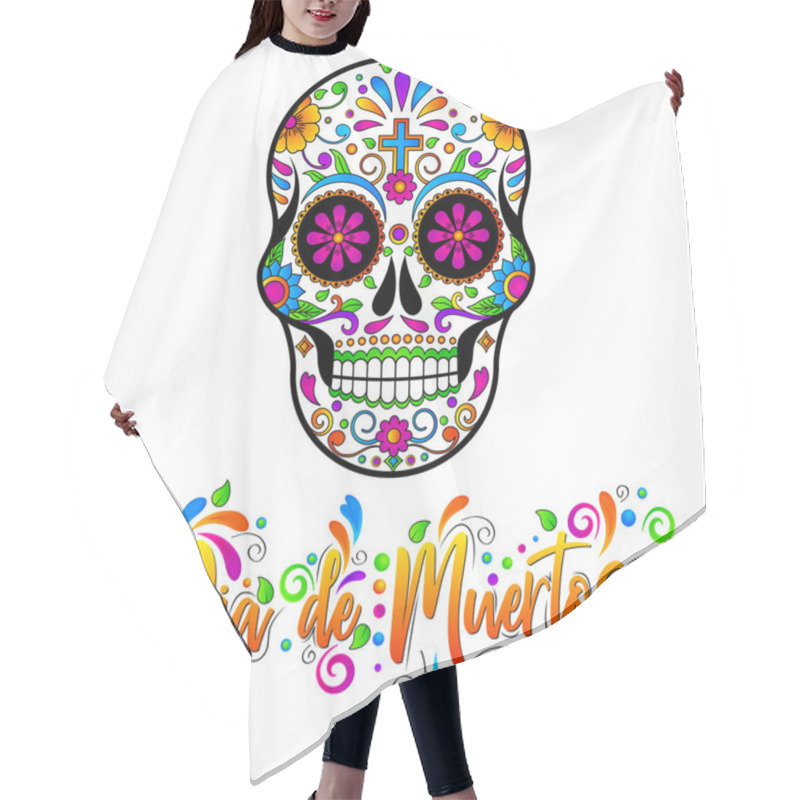 Personality  Dia De Muertos, Mexican Sugar Skulls, Day Of The Dead Halloween Vector Illustration On White Background Hair Cutting Cape