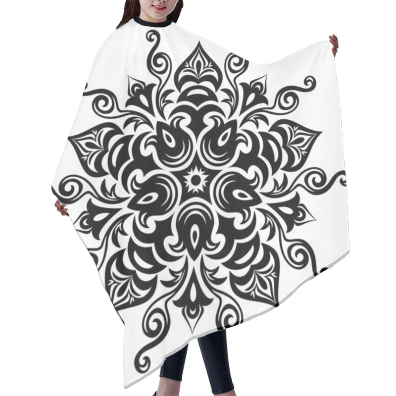 Personality  Kaleidoscopic Floral Pattern. Mandala In Black And White Hair Cutting Cape