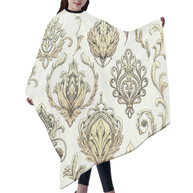 Personality  Set Of Decorative Ornamental Drawing Hair Cutting Cape