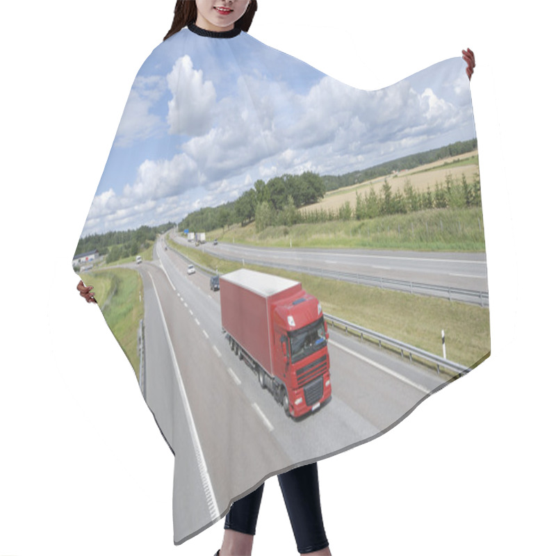 Personality  Truck Transport On Highway Hair Cutting Cape