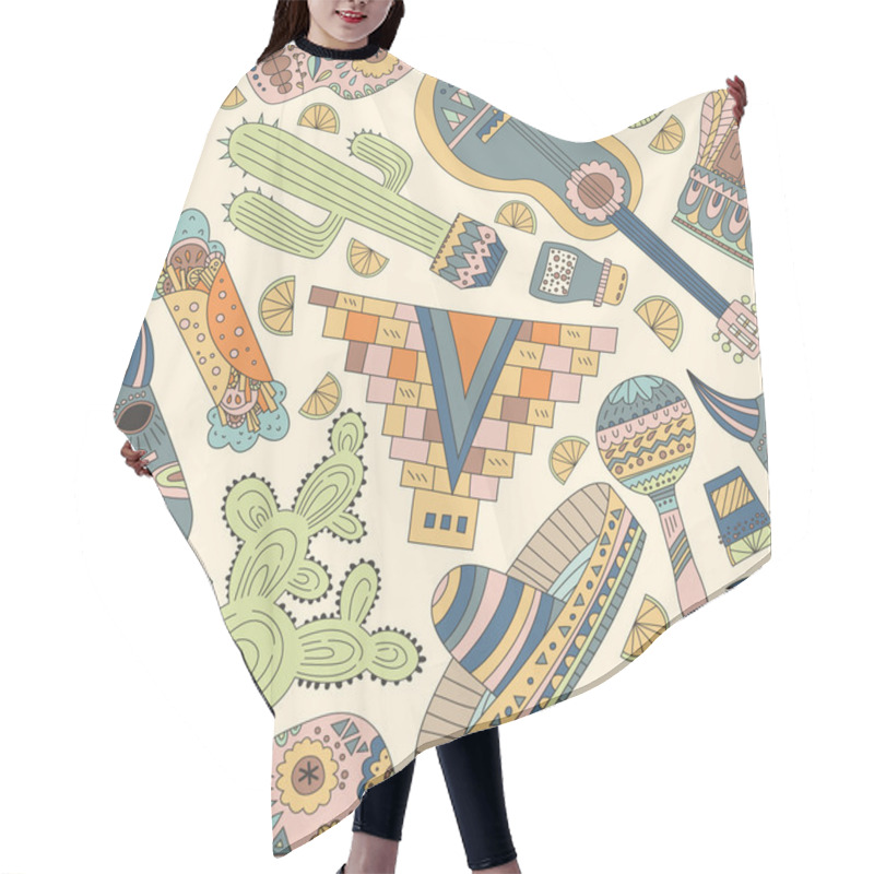 Personality  Mexico Seamless Pattern Hair Cutting Cape