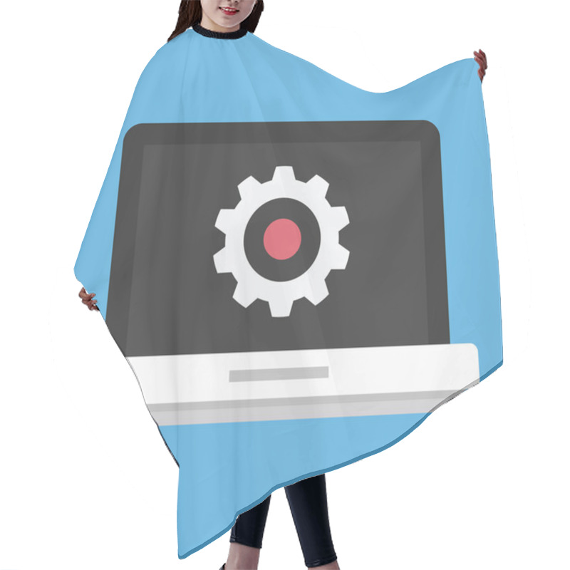 Personality  Vector Laptop Settings Icon Hair Cutting Cape