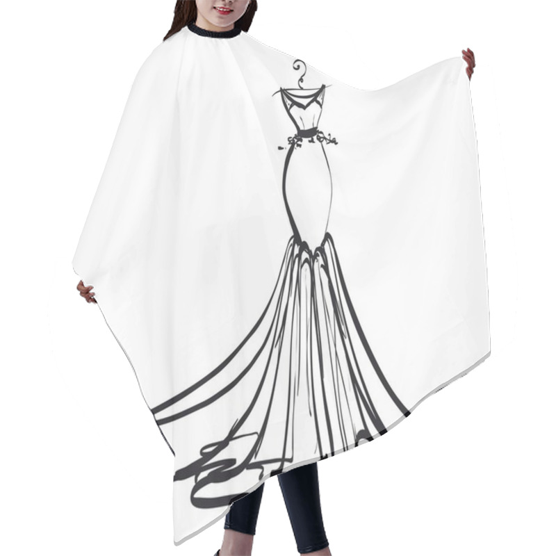 Personality  Wedding Dress Design, Black And White Hair Cutting Cape