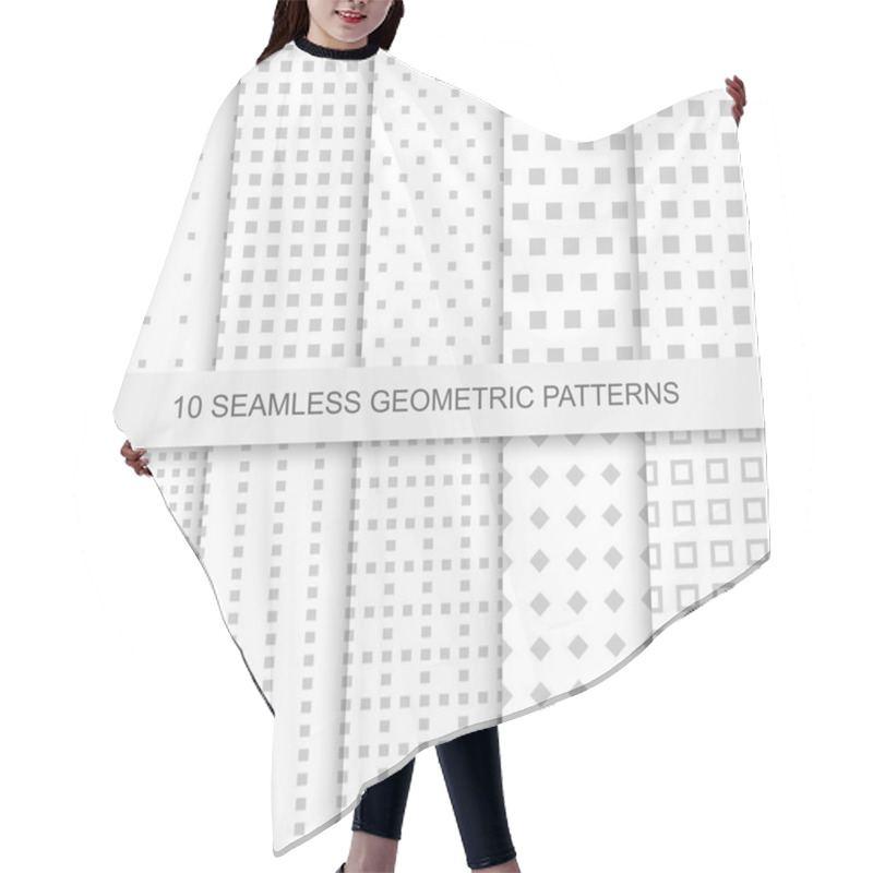 Personality  Collection Of Geometric Seamless Patterns. Hair Cutting Cape