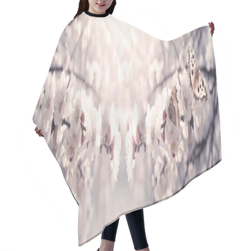 Personality  Mysterious Spring Floral Banner With Blooming White Cherry Hair Cutting Cape