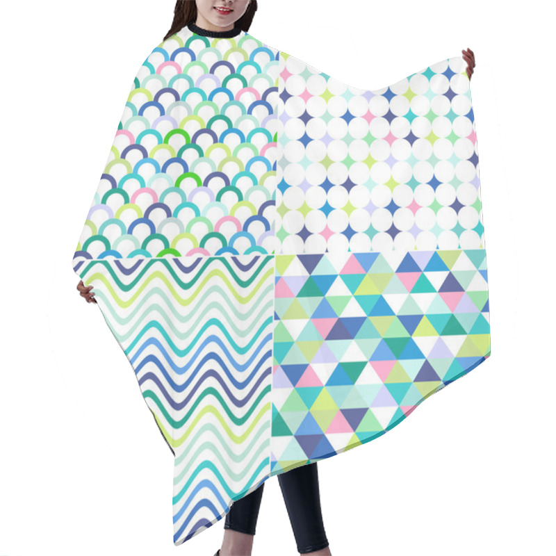 Personality  Seamless Stripes, Zig Zag And Polka Dots Background Hair Cutting Cape