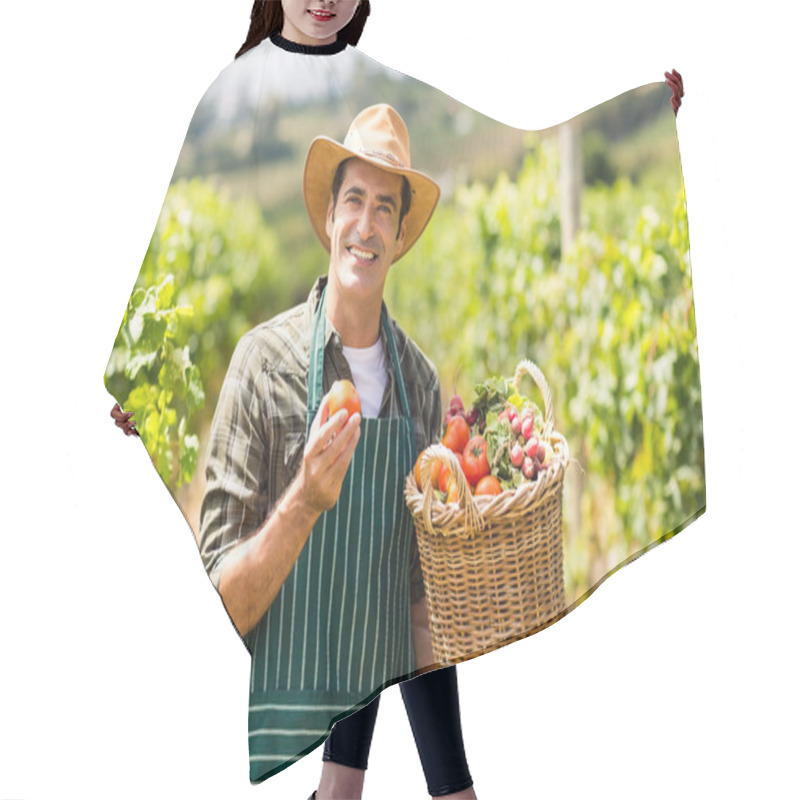 Personality  Farmer Holding A Basket Of Vegetables Hair Cutting Cape