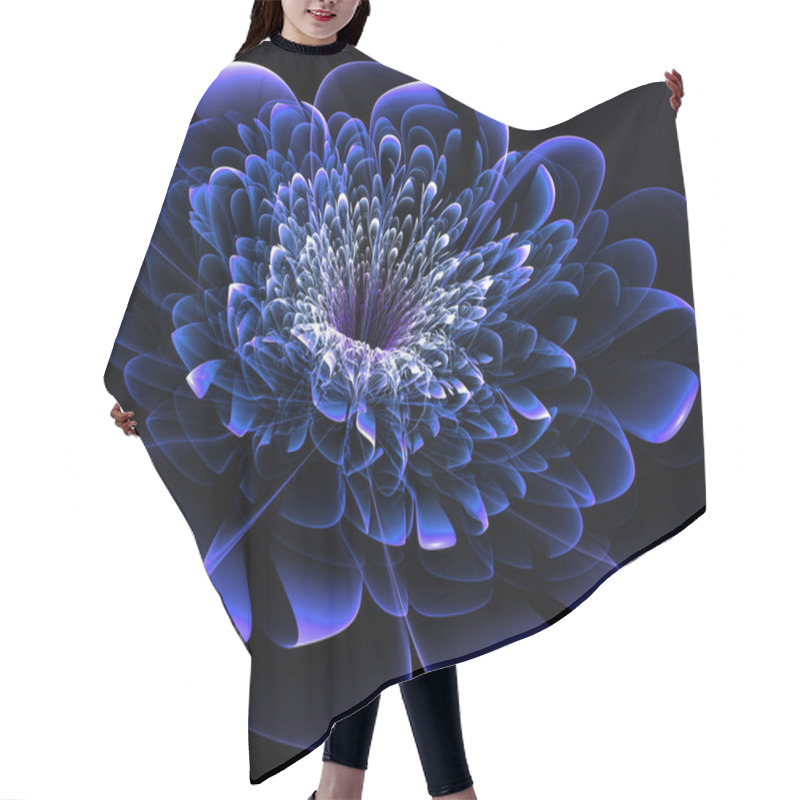 Personality  Beautiful Blue Flower On Black Background. Computer Generated Hair Cutting Cape