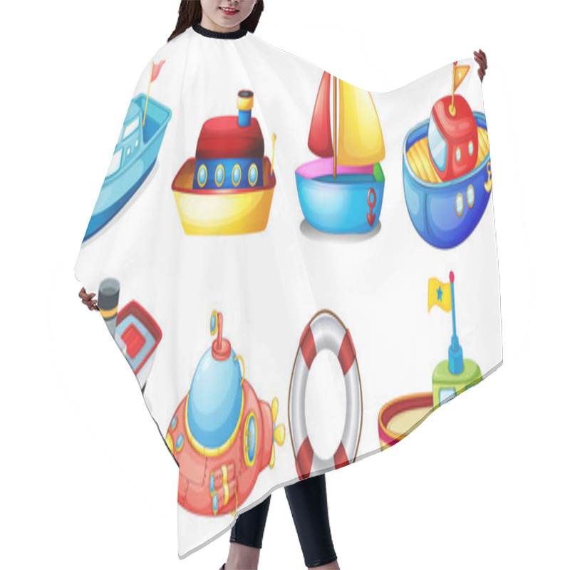 Personality  Collection Of Toy Boats Hair Cutting Cape