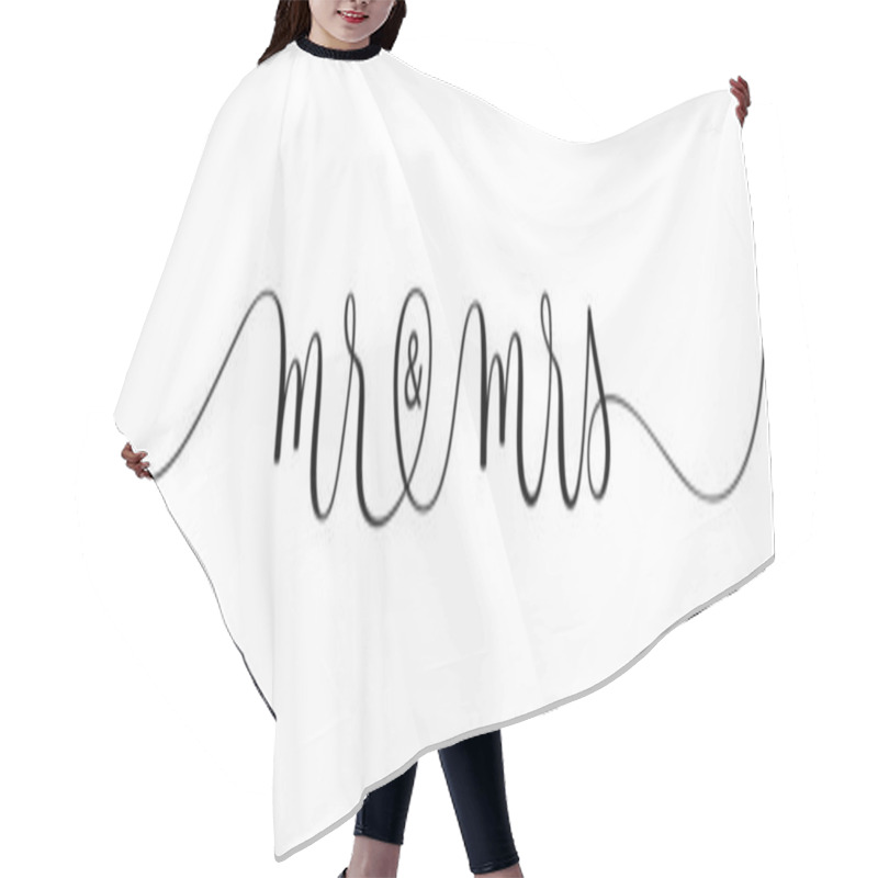 Personality  MR & MRS Black Vector Brush Calligraphy Banner Hair Cutting Cape