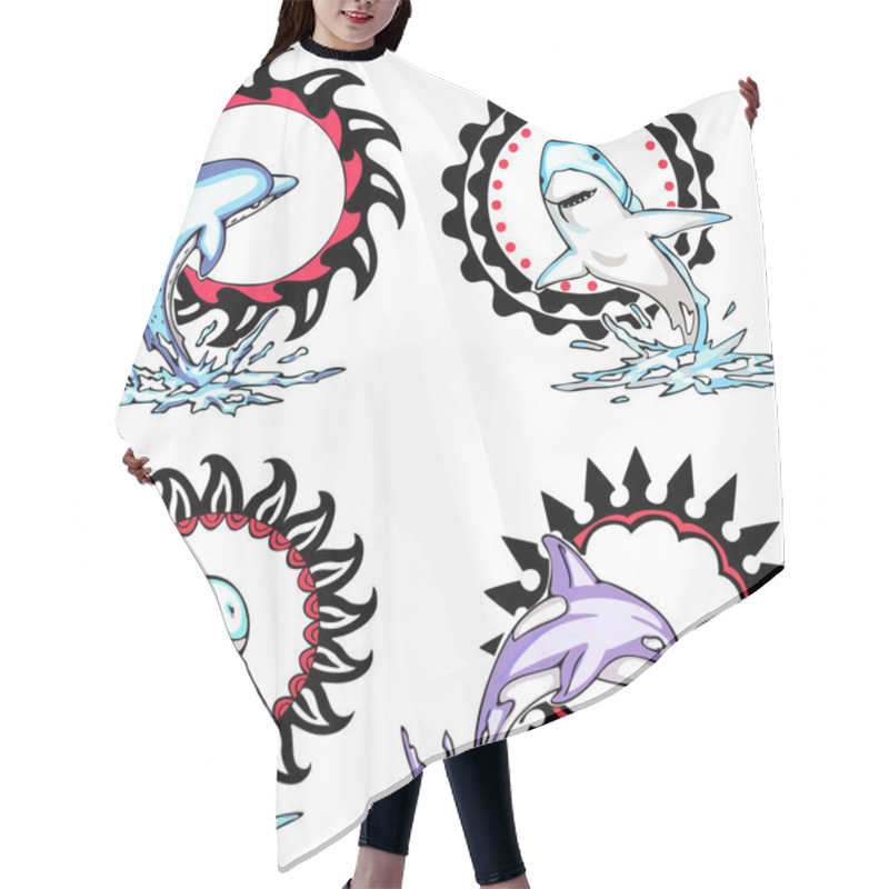 Personality  Totems - Sea Animals With Solar Signs Hair Cutting Cape