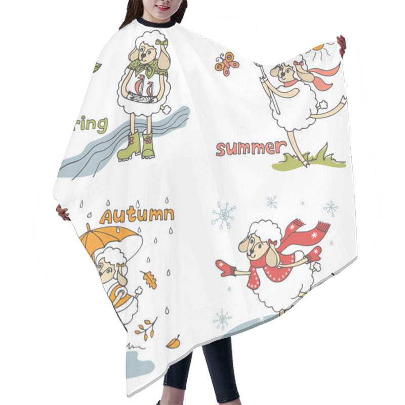 Personality  Symbol 2015. Cute Sheep Hair Cutting Cape