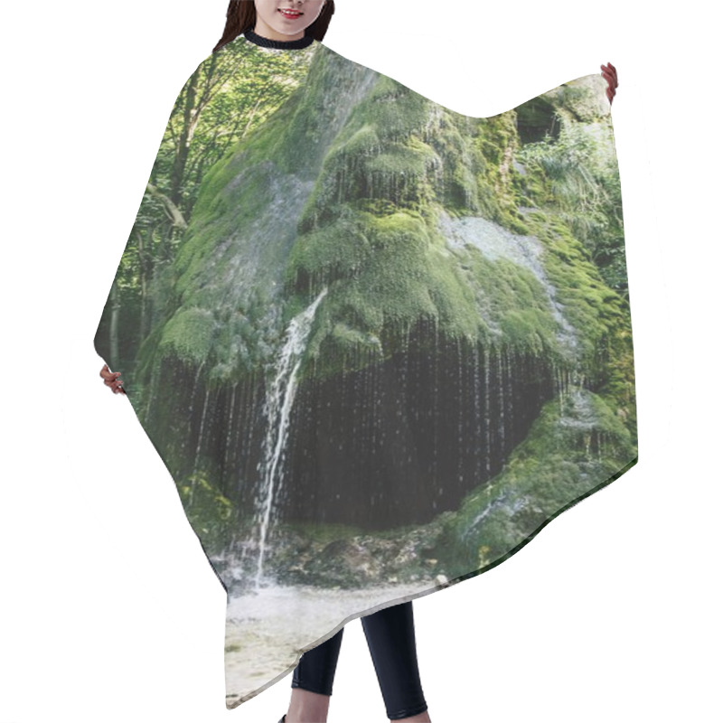 Personality  Waterfall And Green Moss Rock Landscape Hair Cutting Cape