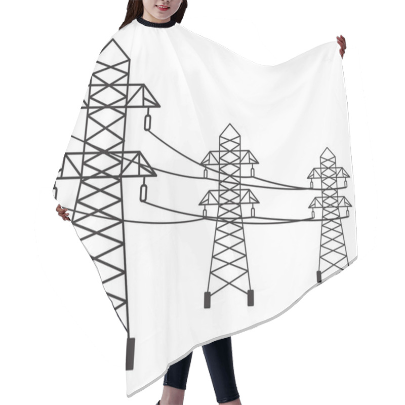 Personality  Electricity Poles, Illustration, Vector On A White Background. Hair Cutting Cape