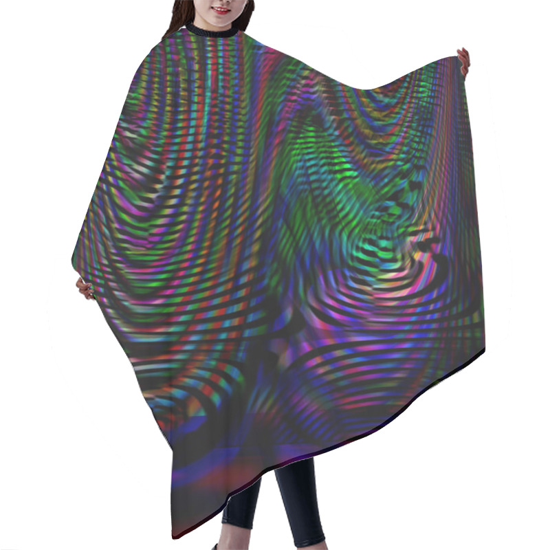 Personality  Wavy Abstract Glitch Effect. Hair Cutting Cape