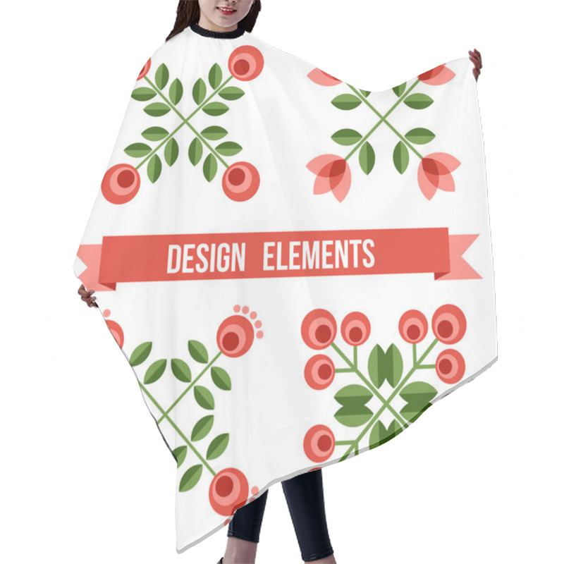 Personality  Set Of Design Elements - Retro Flowers Hair Cutting Cape