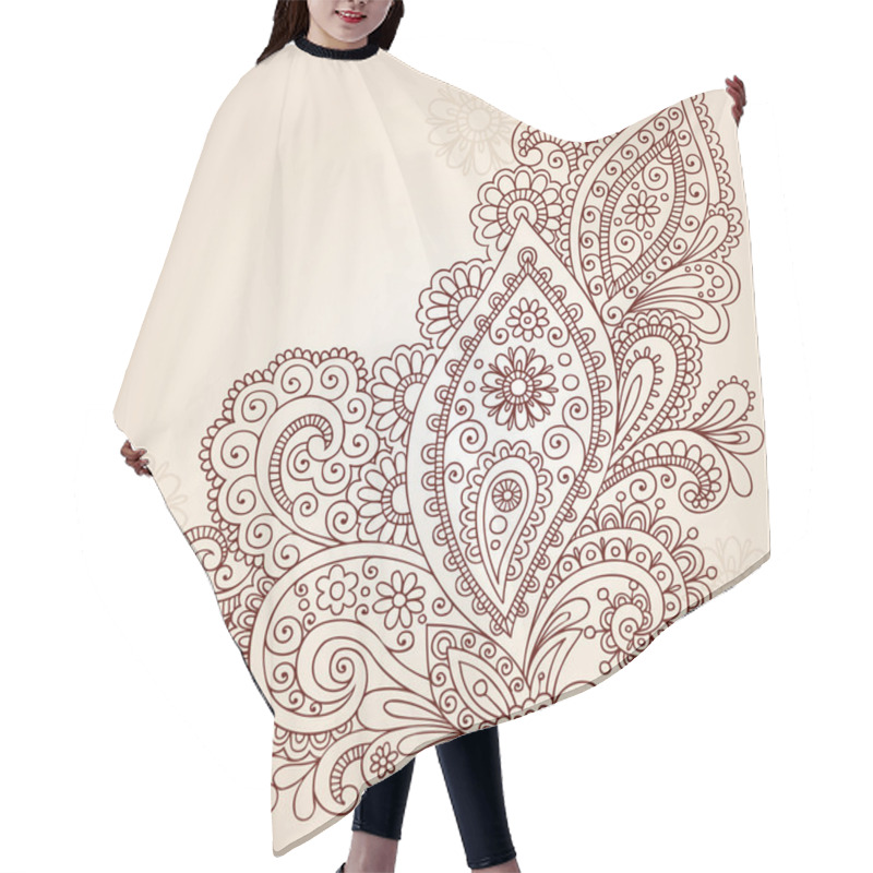 Personality  Henna Mehndi Paisley Flowers Doodle Vector Design Hair Cutting Cape