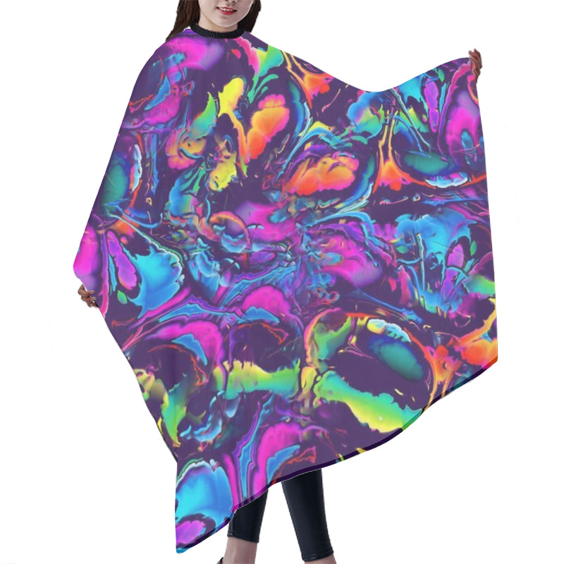 Personality  Vivid Vibrant Blob Shapes Glitch Seamless Pattern Hair Cutting Cape