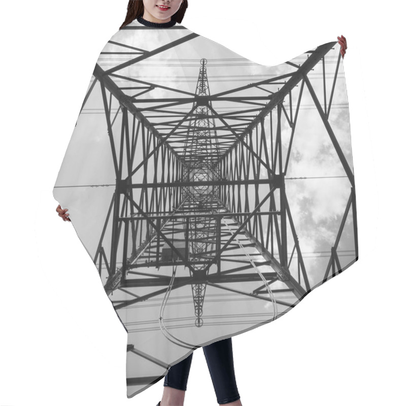 Personality  Electricity Tower With Blue Sky Hair Cutting Cape