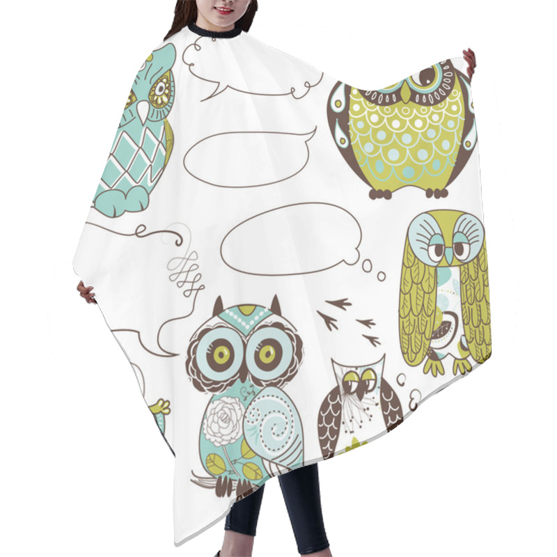 Personality  Owls Speach Bubbles Hair Cutting Cape