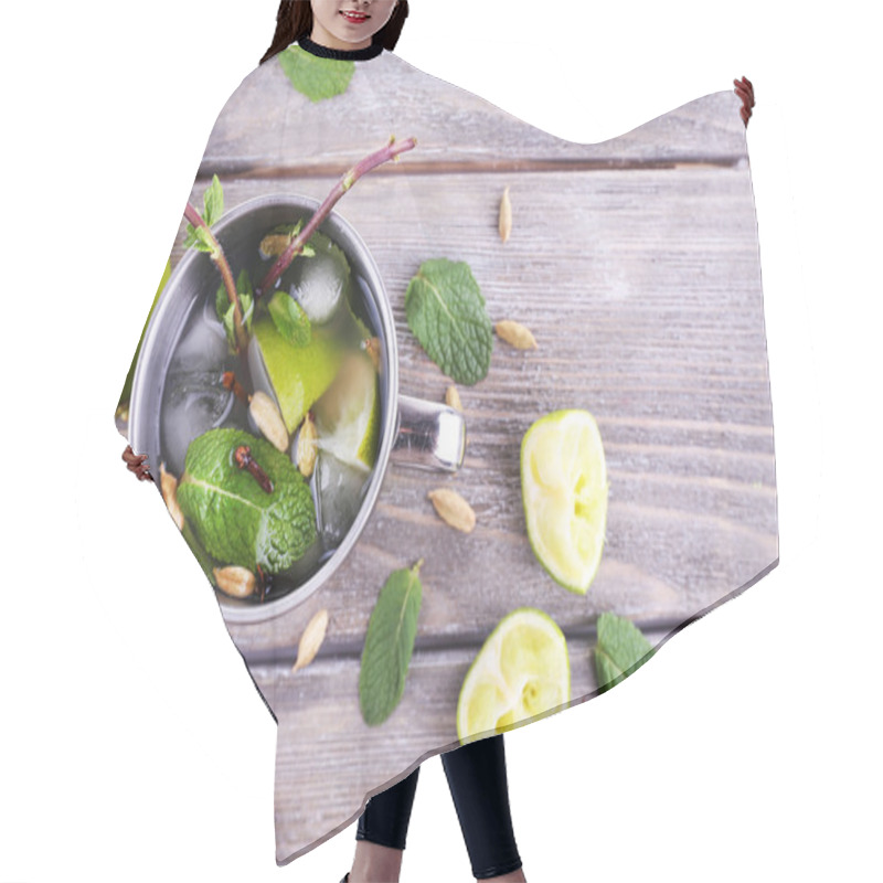 Personality  Lemonade In Metal Cup Hair Cutting Cape