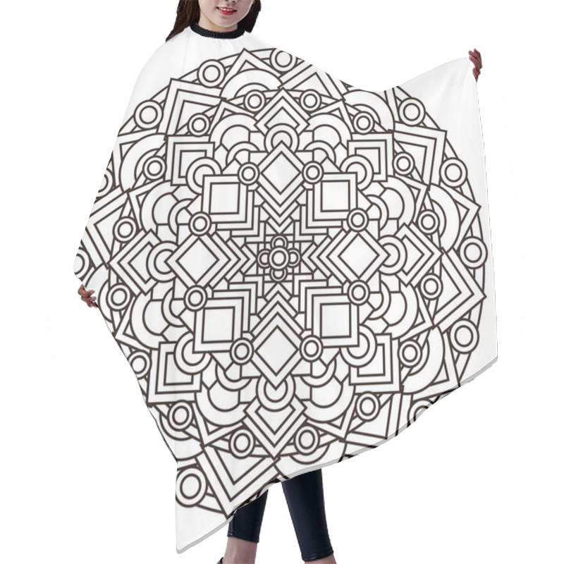 Personality  Contour, Monochrome Mandala. Ethnic, Religious Design Element With A Circular Pattern Hair Cutting Cape