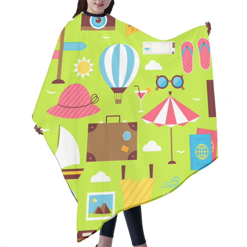 Personality  Flat Summer Time Travel Seamless Pattern Hair Cutting Cape