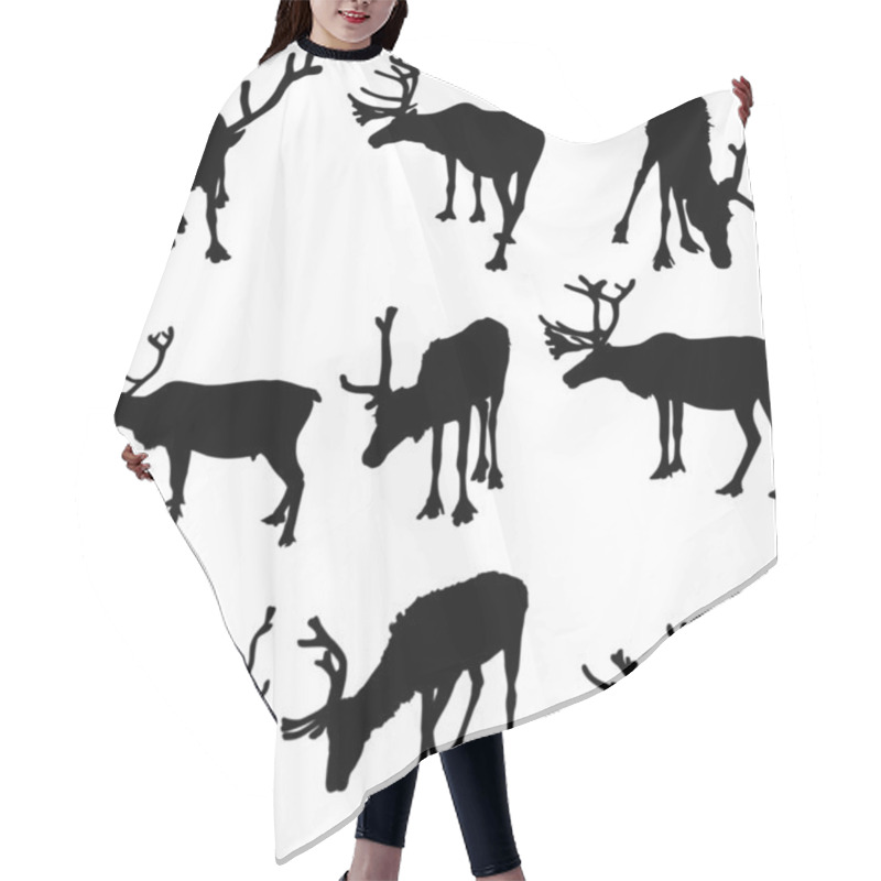 Personality  Nine Reindeer Silhouettes Hair Cutting Cape