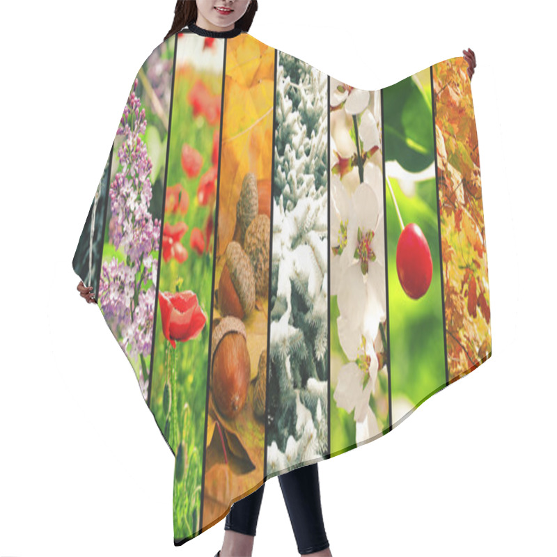 Personality  Four Seasons Collage: Winter, Spring, Summer, Autumn Hair Cutting Cape