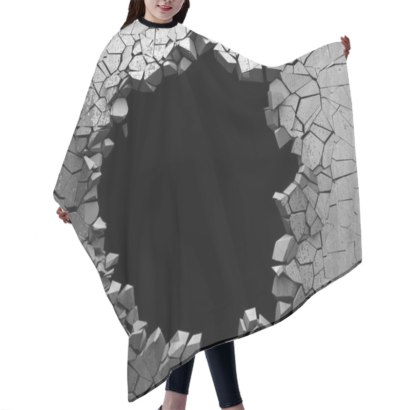 Personality  Dark Cracked Broken Hole In Concrete Wall. Grunge Background. 3d Render Illustration Hair Cutting Cape