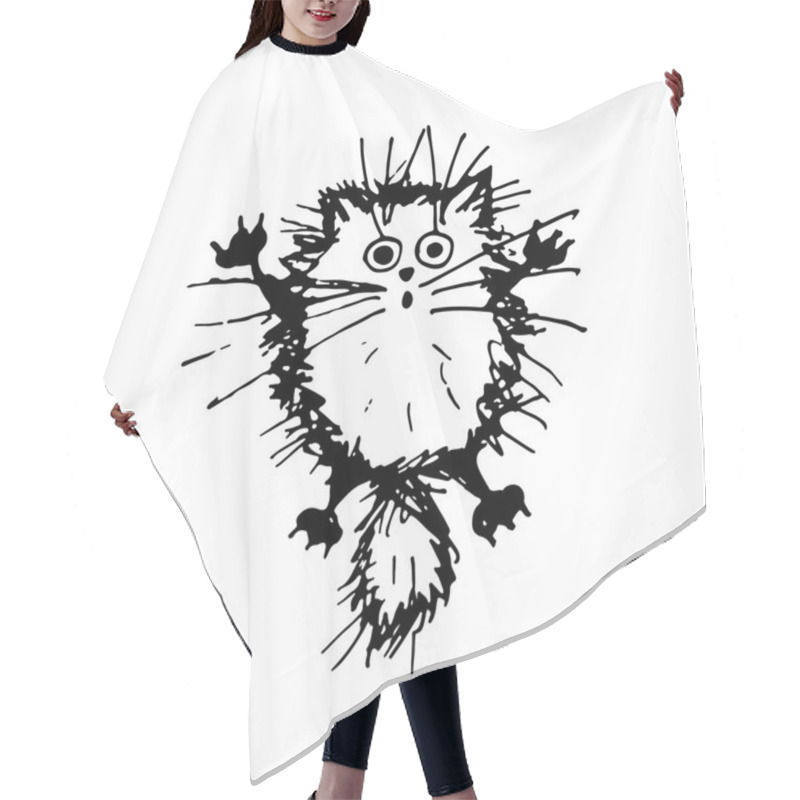 Personality  Funny Fluffy Cat, Sketch For Your Design Hair Cutting Cape