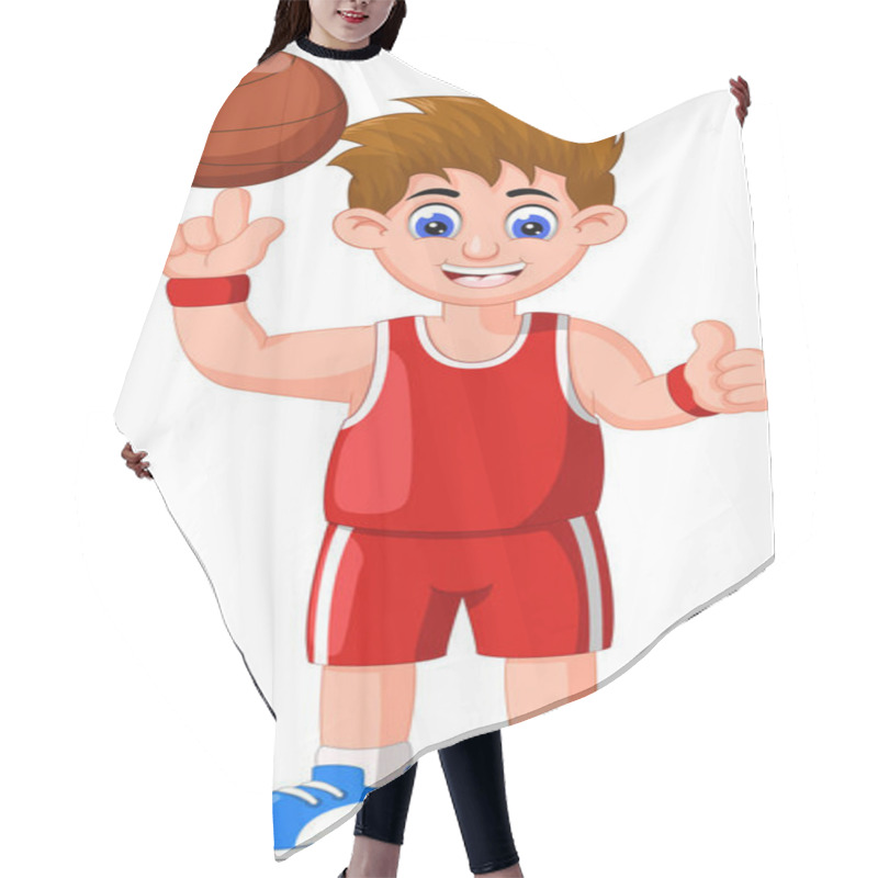 Personality  Funny Basketball In Red Uniform Cartoon For Your Design Hair Cutting Cape