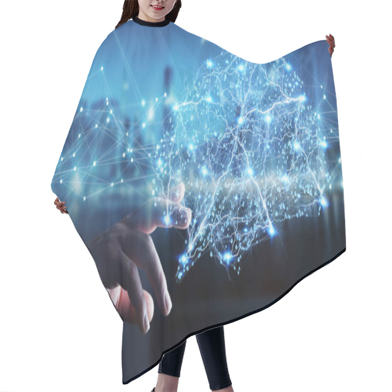 Personality  Businessman Using Digital X-ray Human Brain Interface 3D Renderi Hair Cutting Cape