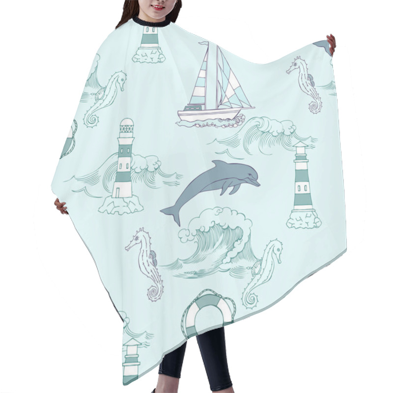 Personality  Nautical Seamless Pattern Hair Cutting Cape