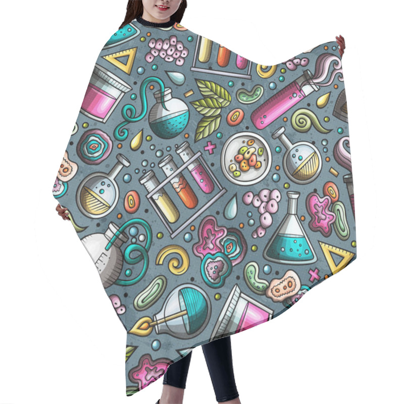 Personality  Cartoon Cute Hand Drawn Science Seamless Pattern Hair Cutting Cape