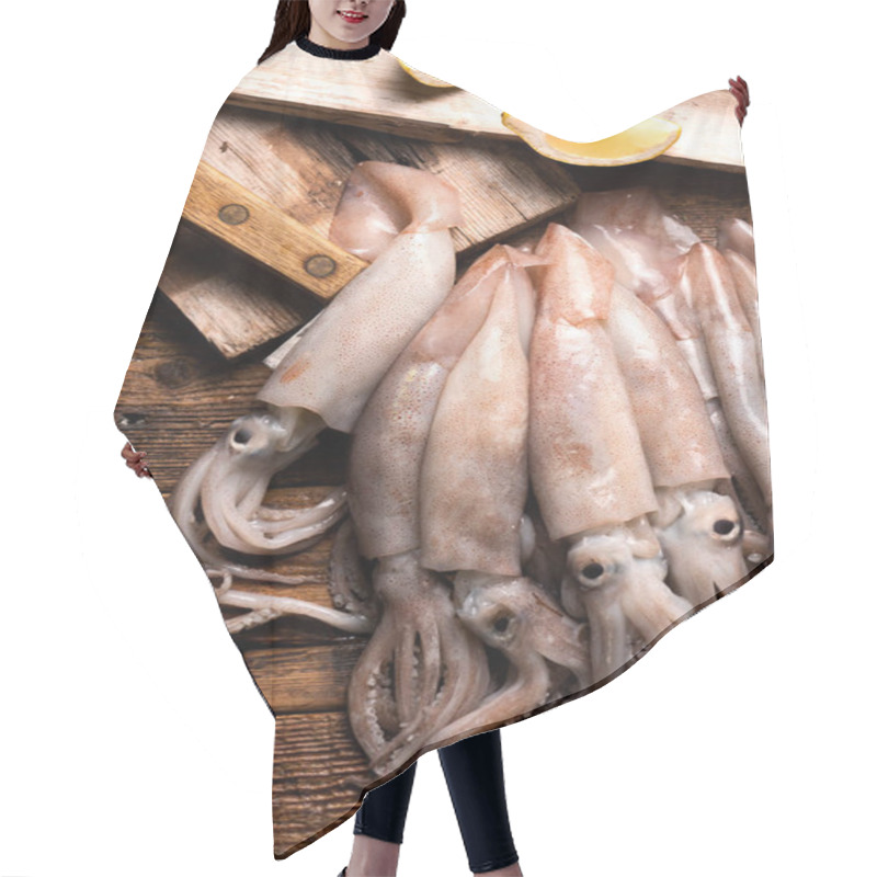 Personality  Fresh Totani Squid From Mediterranean Sea. Sicily Market Hair Cutting Cape