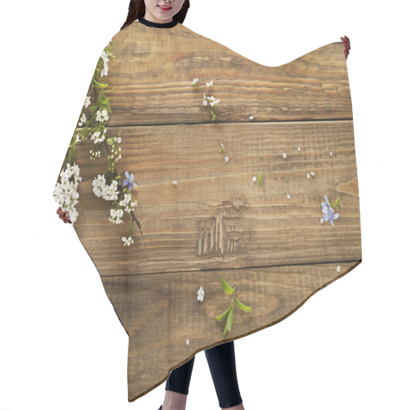 Personality  Spring Flowers On Wooden Table Hair Cutting Cape