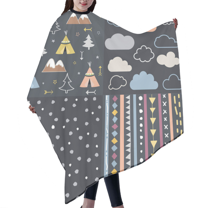 Personality  Wild & Free Teepees Trees Cloud Pattern Set Hair Cutting Cape