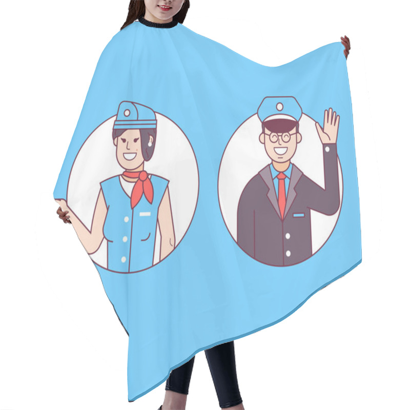 Personality  Pilot Or Steward And Stewardess Icons Hair Cutting Cape